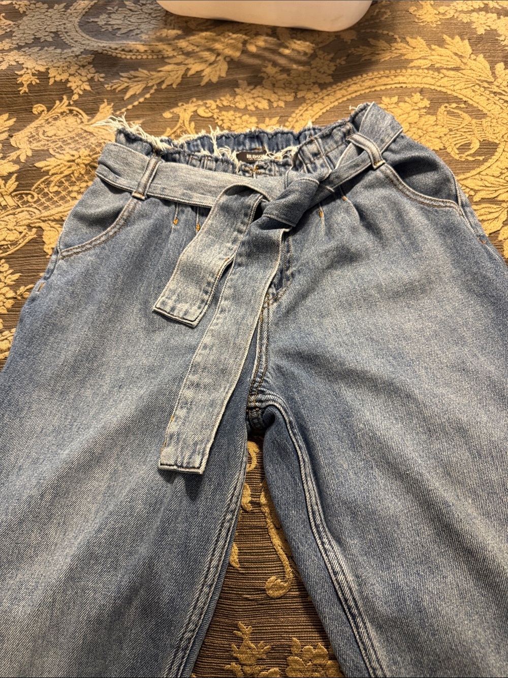 High-Waist Paperbag Tie-Belt Women’s Jeans - Light Blue HUDSON JEANS